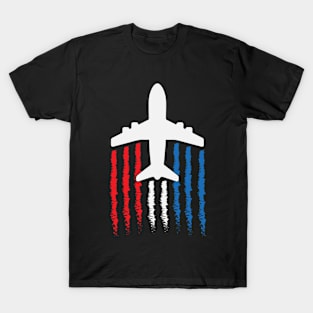 US Flag Airplane Patriotic American Pilot T-Shirt